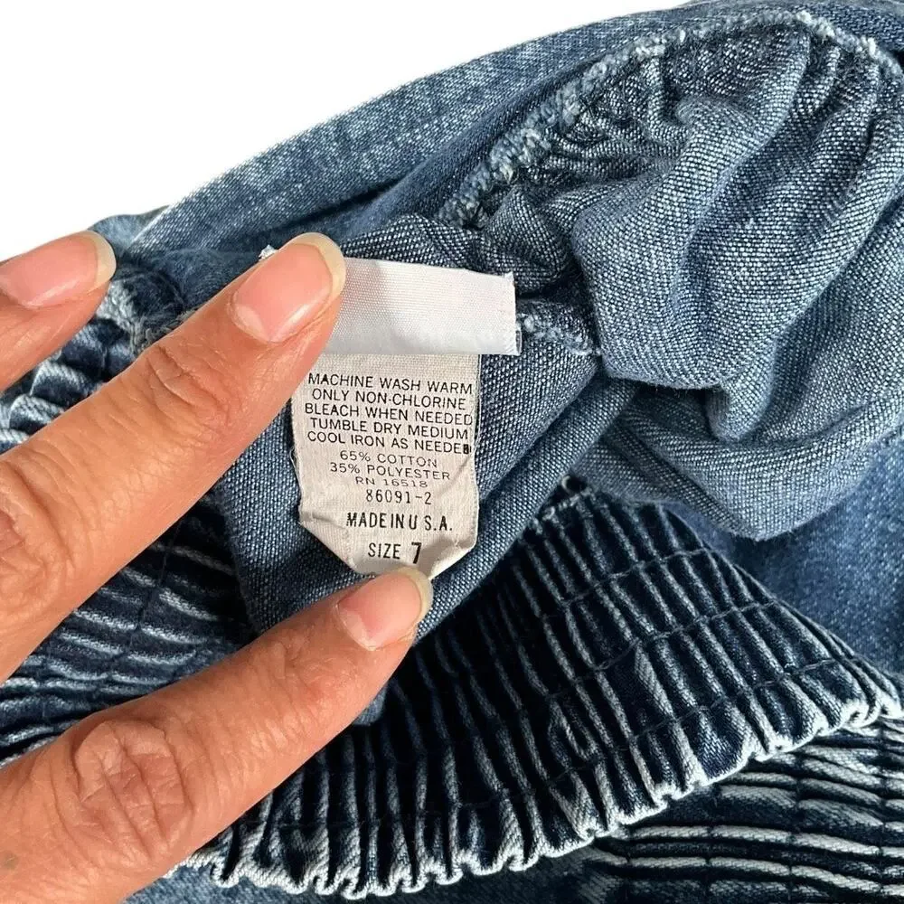 Vintage V.I.G. Sport Denim Mini Skirt Ruffle Hem 90s Acid Wash USA Size 7 Y2K - Picture 8 of 9